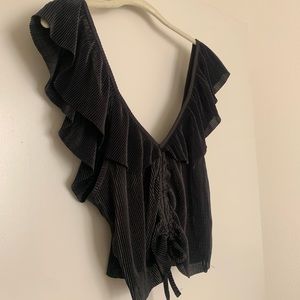 Zara black tank with adjustable tie